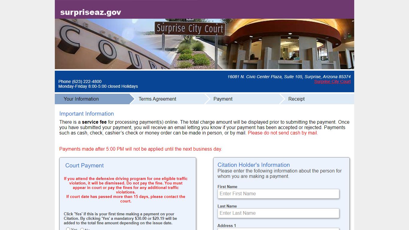 Pay Tickets Online - Surprise, Arizona, Surprise City Court